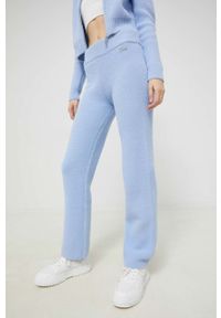 Juicy Couture spodnie dresowe damskie kolor niebieski gładkie. Stan: podwyższony. Kolor: niebieski. Materiał: dresówka. Wzór: gładki #1