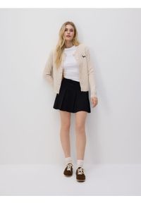 Reserved - Spódnica mini z plisami - czarny. Kolor: czarny. Materiał: dzianina. Wzór: gładki #1