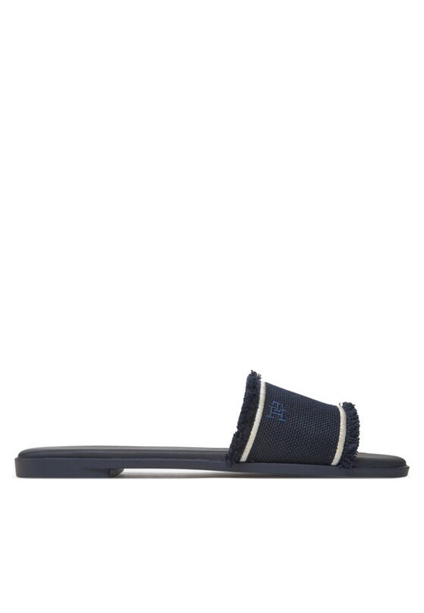 TOMMY HILFIGER - Tommy Hilfiger Klapki Fringe Canvas Flat Sandal FW0FW08908 Granatowy. Kolor: niebieski. Materiał: materiał