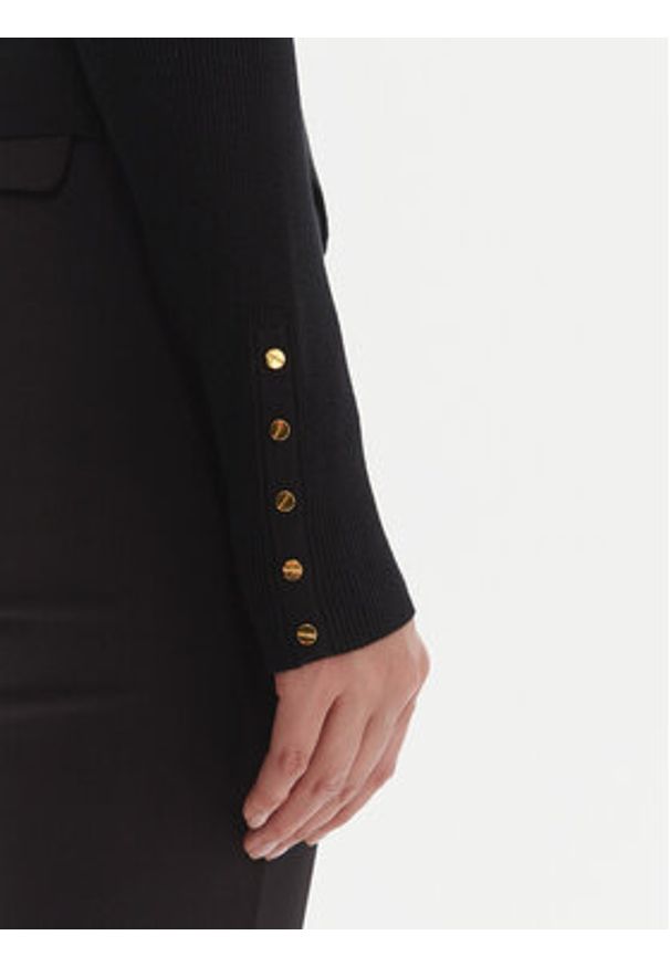 Elisabetta Franchi Kardigan MK-49S-57E2 Czarny Slim Fit. Kolor: czarny. Materiał: wiskoza