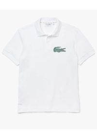 Lacoste - LACOSTE - Biała koszulka polo z logo Regular Fit. Typ kołnierza: polo. Kolor: biały. Materiał: bawełna, prążkowany. Wzór: aplikacja, haft. Styl: klasyczny #2