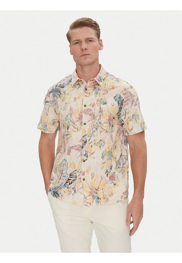 Guess Koszula M5GH42 WH800 Beżowy Regular Fit. Kolor: beżowy. Materiał: syntetyk