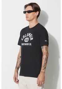 columbia - Columbia t-shirt męski kolor czarny z nadrukiem. Okazja: na co dzień. Kolor: czarny. Materiał: bawełna. Wzór: nadruk. Styl: casual #2