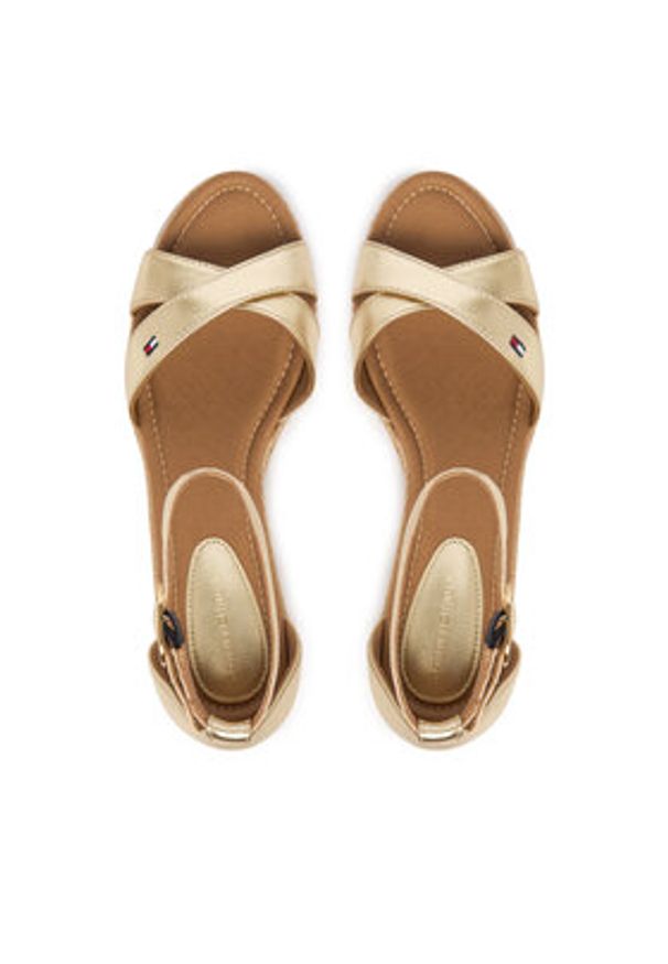 TOMMY HILFIGER - Tommy Hilfiger Espadryle Metalic Crossover Strap FW0FW09333 Złoty. Kolor: złoty. Materiał: syntetyk, skóra