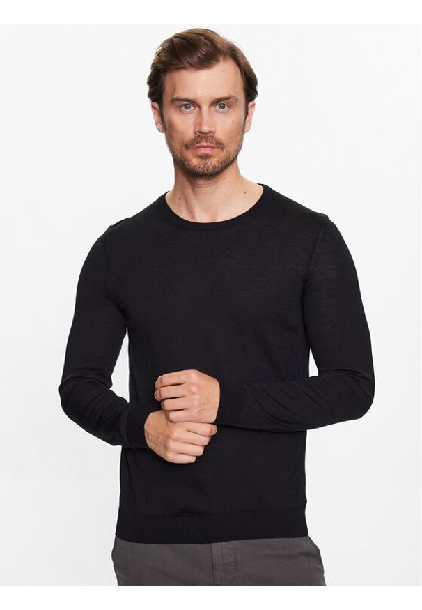 BOSS - Boss Sweter 50468239 Czarny Slim Fit. Kolor: czarny. Materiał: wełna