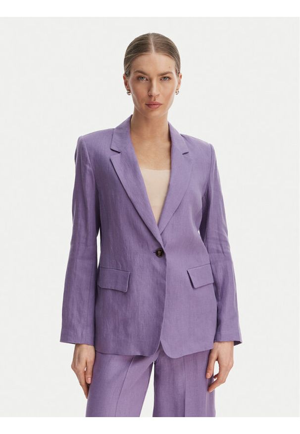 Marella Marynarka Vincita 2615041012 Fioletowy Regular Fit. Kolor: fioletowy. Materiał: len
