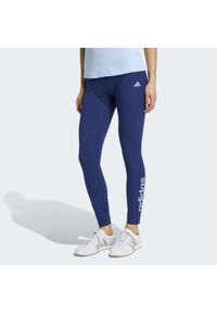 Adidas - Legginsy fitness damskie ADIDAS. Kolor: niebieski. Materiał: skóra, materiał. Sport: fitness #1