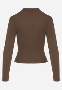 Born2be - Brązowa Bluza Sportowa Zapinana na Suwak Letara. Okazja: do pracy, na co dzień. Kolor: brązowy. Materiał: jeans. Długość rękawa: długi rękaw. Długość: długie. Styl: sportowy #5