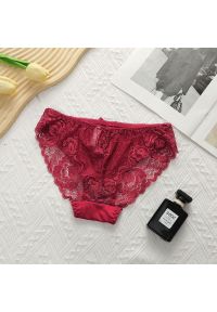 Intica - Komplet bielizny koronkowej push-up z satynowym wykończeniem Moran. Kolor: czerwony. Materiał: satyna, koronka. Wzór: koronka #2