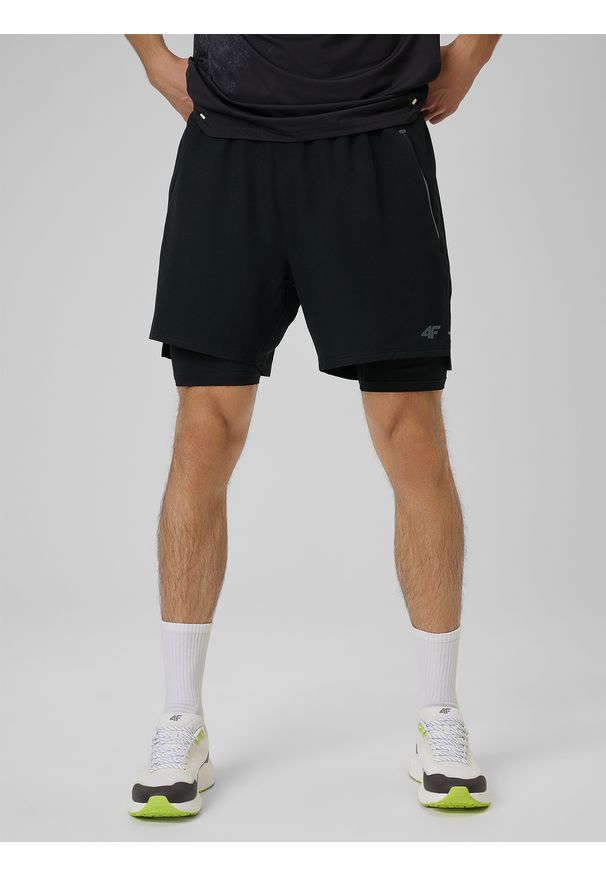 4f - 4F Spodenki treningowe szybkoschnące męskie - czarne XL. Kolor: czarny. Materiał: skóra, materiał. Sport: fitness