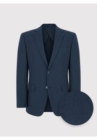 Pako Lorente - PAKO LORENTE - Granatowa marynarka garniturowa z lnem. Kolor: niebieski. Materiał: len. Wzór: gładki. Sezon: wiosna #5
