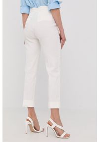 Pinko spodnie lniane damskie kolor biały proste high waist. Okazja: na co dzień. Stan: podwyższony. Kolor: biały. Materiał: len. Styl: casual #4