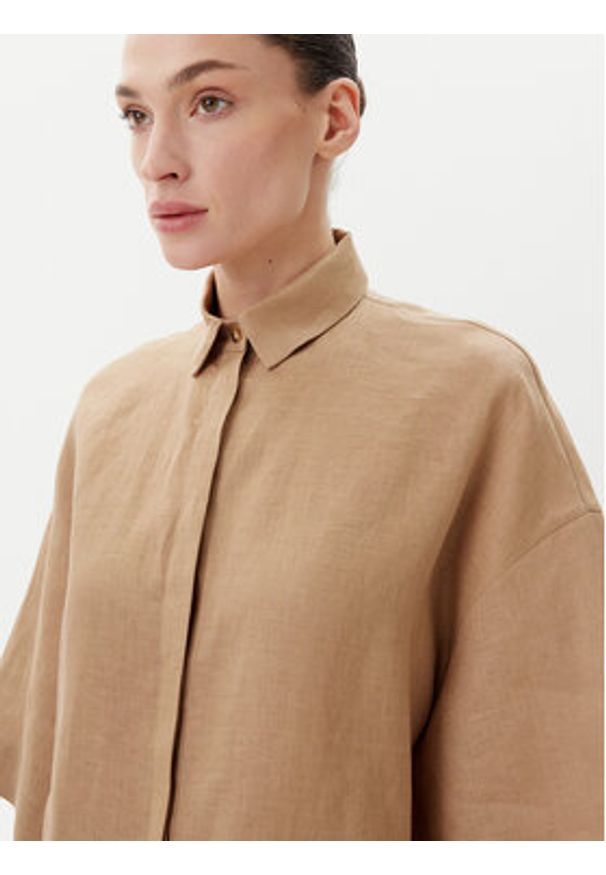 Max Mara Leisure Koszula Mirano 2516111028 Beżowy Relaxed Fit. Kolor: beżowy. Materiał: len