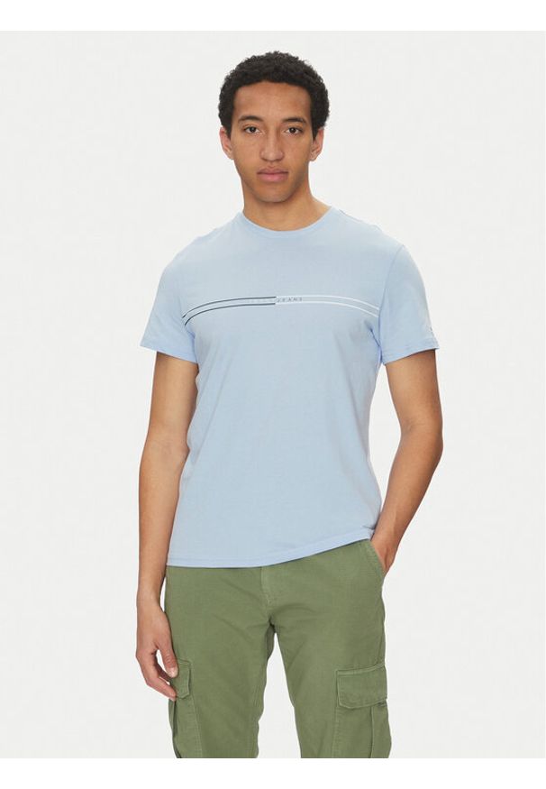 Tommy Jeans T-Shirt Entry Graphic DM0DM20779 Niebieski Slim Fit. Kolor: niebieski. Materiał: bawełna