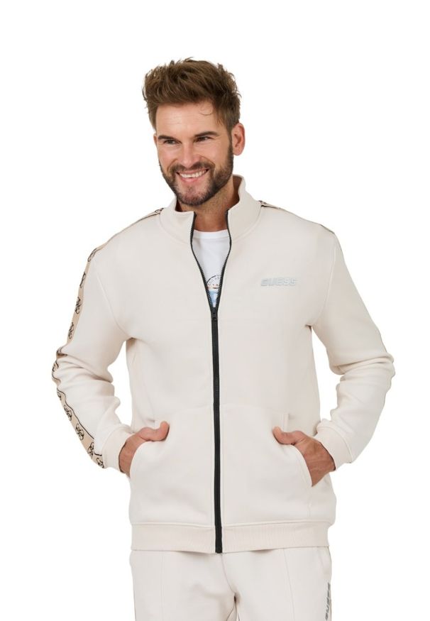 Guess - GUESS Beżowa męska bluza Mickey Full Zip, Rozmiar XL. Kolor: beżowy