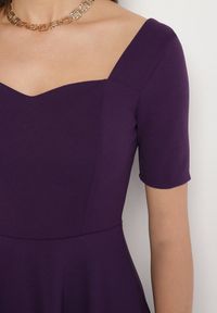 Born2be - Fioletowa Sukienka z Bufiastymi Rękawami Nerilune. Kolor: fioletowy. Styl: klasyczny, elegancki #3