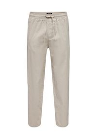 Only & Sons Spodnie materiałowe 22024315 Beżowy Tapered Fit. Kolor: beżowy. Materiał: materiał, bawełna #5