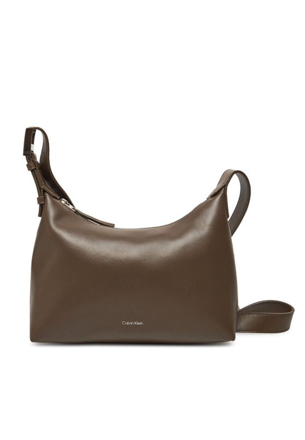 Calvin Klein Torebka Hardware Strap Medium Crossbody K60K613028 Brązowy. Kolor: brązowy. Materiał: skórzane