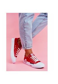 Trampki Damskie Cross Jeans Czerwone FF2R4074C. Zapięcie: sznurówki. Kolor: czerwony. Materiał: materiał. Szerokość cholewki: normalna. Styl: klasyczny #2