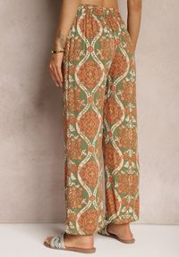 Renee - Ciemnobeżowe Wiskozowe Spodnie Boho High Waist z Szerokimi Nogawkami i Gumką w Talii Tiamarra. Stan: podwyższony. Kolor: beżowy. Materiał: wiskoza. Sezon: lato. Styl: boho #5