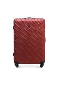 Wittchen - Duża walizka z ABS-u w ukośną kratkę bordowa. Kolor: czerwony. Materiał: guma. Wzór: kratka #1