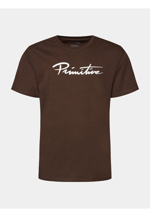 Primitive T-Shirt Nuevo PAPFA2309 Brązowy Regular Fit. Kolor: brązowy. Materiał: bawełna