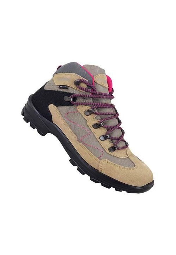 Buty trekkingowe damskie Grisport 14536S27G. Wysokość cholewki: za kostkę. Zapięcie: sznurówki. Kolor: beżowy. Materiał: guma, tkanina, zamsz. Szerokość cholewki: normalna. Styl: sportowy