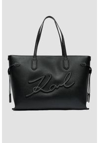 Karl Lagerfeld - KARL LAGERFELD Czarna shopperka Klxav Mirum Tote. Kolor: czarny. Materiał: skórzane