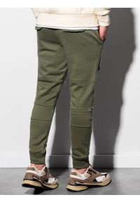 Ombre Clothing - Spodnie męskie dresowe joggery P901 - khaki - XXL. Kolor: brązowy. Materiał: dresówka