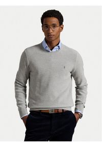 Polo Ralph Lauren Sweter 710918163002 Szary Regular Fit. Typ kołnierza: polo. Kolor: szary. Materiał: bawełna