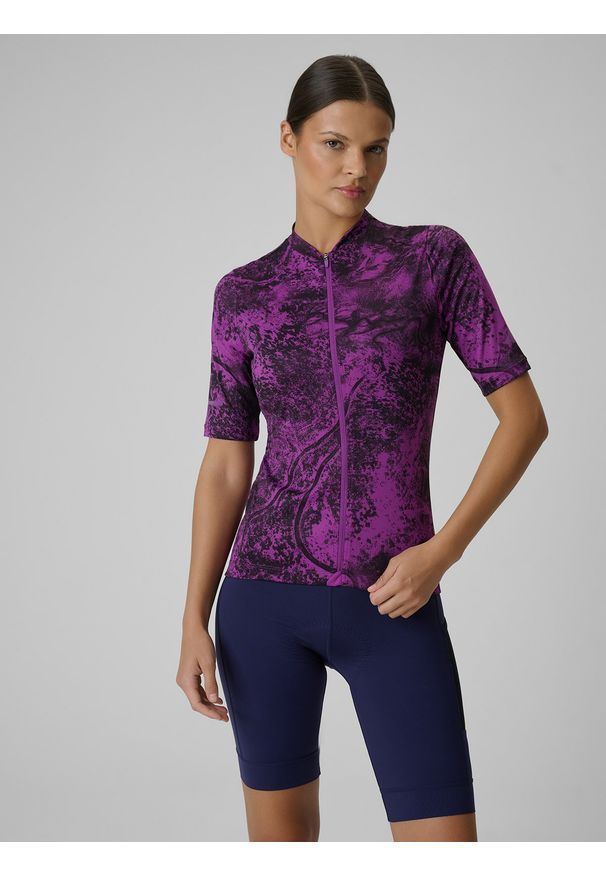 4f - 4F Koszulka kolarska damska - fioletowa M. Kolor: fioletowy. Materiał: tkanina, włókno, skóra, materiał. Długość rękawa: raglanowy rękaw. Długość: długie. Sport: kolarstwo