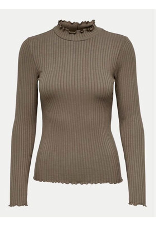JDY Bluzka Fransiska 15228065 Brązowy Slim Fit. Kolor: brązowy. Materiał: wiskoza