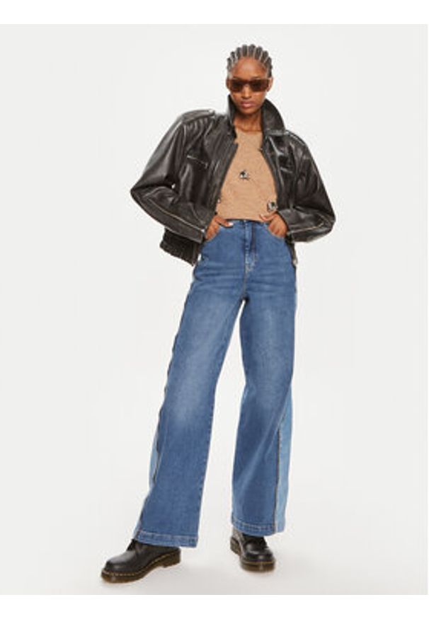 Munthe Jeansy Obbia 242140024207 Niebieski Wide Leg. Kolor: niebieski