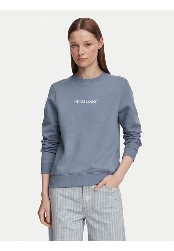 Guess Bluza W4YQ10 KC811 Niebieski Regular Fit. Kolor: niebieski. Materiał: bawełna