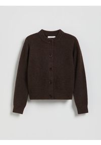 Reserved - Kardigan z domieszką wełny - brązowy. Kolor: brązowy. Materiał: wełna #1
