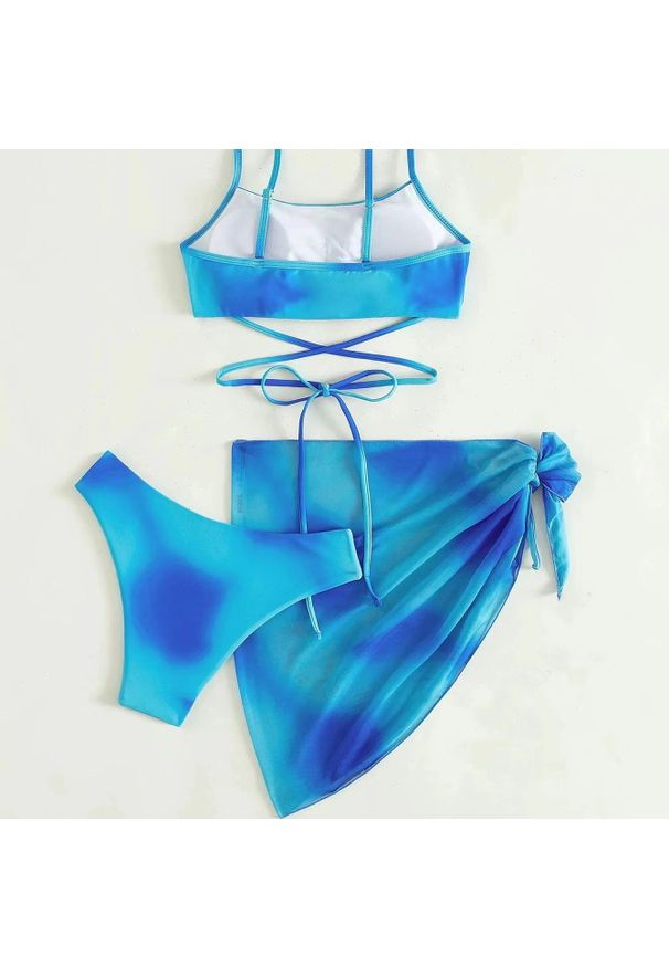 Intica - Komplet bikini z pareo na plażę i basen Eufrasia. Kolor: zielony. Materiał: materiał