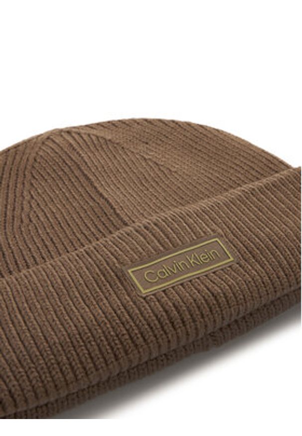 Calvin Klein Czapka LV04D8058G Brązowy. Kolor: brązowy. Materiał: wełna