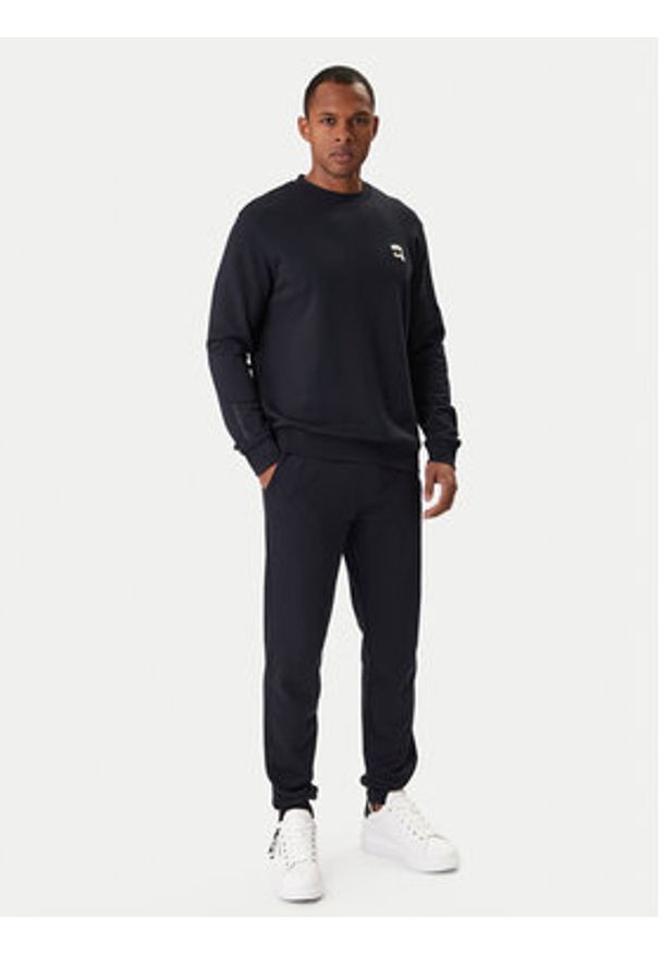 Karl Lagerfeld - KARL LAGERFELD Bluza 705710 561900 Granatowy Regular Fit. Typ kołnierza: dekolt w karo. Kolor: niebieski. Materiał: bawełna