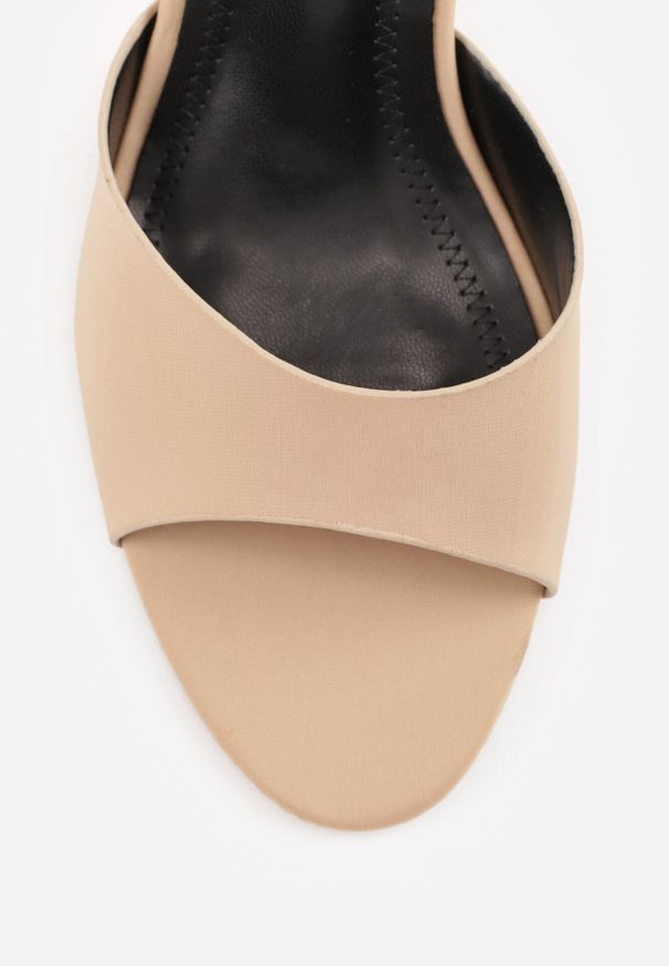 Born2be - Ciemnobeżowe Minimalistyczne Klapki na Szpilce w Klasycznym Stylu Batioe. Okazja: na co dzień. Kolor: beżowy. Materiał: jeans. Obcas: na szpilce. Styl: klasyczny. Wysokość obcasa: średni
