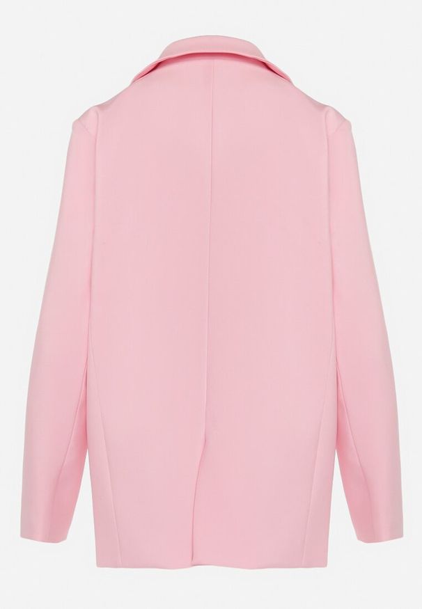 Born2be - Różowa Pudełkowa Marynarka z Kieszeniami z Klapami i Guzikiem Marviana. Kolor: różowy