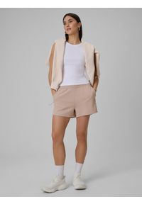4f - 4F Spodenki dresowe damskie - beżowe L. Kolor: beżowy. Materiał: dresówka. Długość: krótkie. Sezon: lato #1