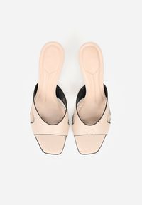 Renee - Beżowe Klapki na Szpilce z Wycięciami po Bokach Amaliliphis. Okazja: na co dzień. Kolor: beżowy. Materiał: jeans. Obcas: na szpilce. Styl: casual, elegancki #6