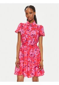 Morgan Sukienka koszulowa 241-ROSEL.F Różowy Regular Fit. Kolor: różowy. Materiał: bawełna. Typ sukienki: koszulowe #1