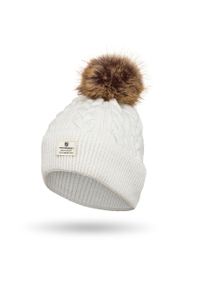 Czapka damska Peterson PTN HAT-06 biała. Kolor: biały. Materiał: tkanina. Wzór: ze splotem. Sezon: zima