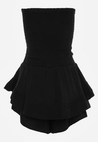 Renee - Czarny Bawełniany Kombinezon z Elastyczną Górą i Falbankami Palelia. Okazja: na co dzień. Kolor: czarny. Materiał: bawełna. Styl: casual #3
