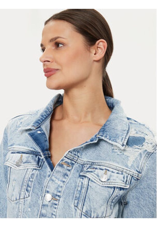 Tommy Jeans Kurtka jeansowa Izzie DW0DW18555 Niebieski Slim Fit. Kolor: niebieski. Materiał: bawełna