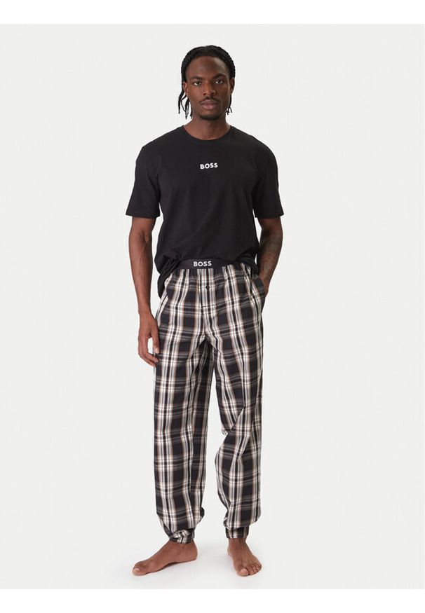 BOSS Piżama Easy Long 50535875 Czarny Loose Fit. Kolor: czarny. Materiał: bawełna