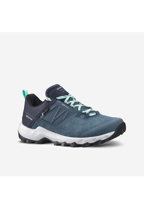 quechua - Buty turystyczne damskie Quechua MH500 wodoodporne. Kolor: niebieski, szary, wielokolorowy. Materiał: kauczuk, skóra. Szerokość cholewki: normalna. Styl: sportowy