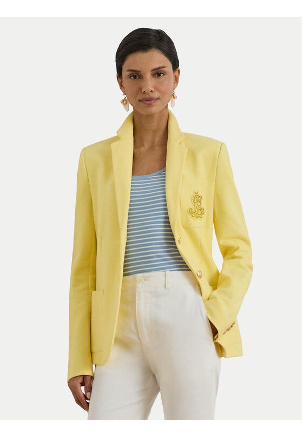 Lauren Ralph Lauren - LAUREN RALPH LAUREN Marynarka 200797305031 Żółty Slim Fit. Kolor: żółty. Materiał: bawełna