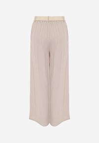 Born2be - Beżowe Spodnie z Wiskozą o Szerokim Kroju z Wysokim Stanem i Paskiem Larailure. Okazja: na co dzień, do pracy. Stan: podwyższony. Kolor: beżowy. Materiał: wiskoza. Długość: krótkie. Sezon: wiosna, lato. Styl: casual #6